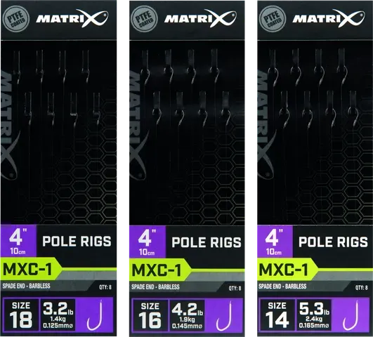 Matrix MXC-1 Fertigrig 18 10cm Barbless Pole Rig
