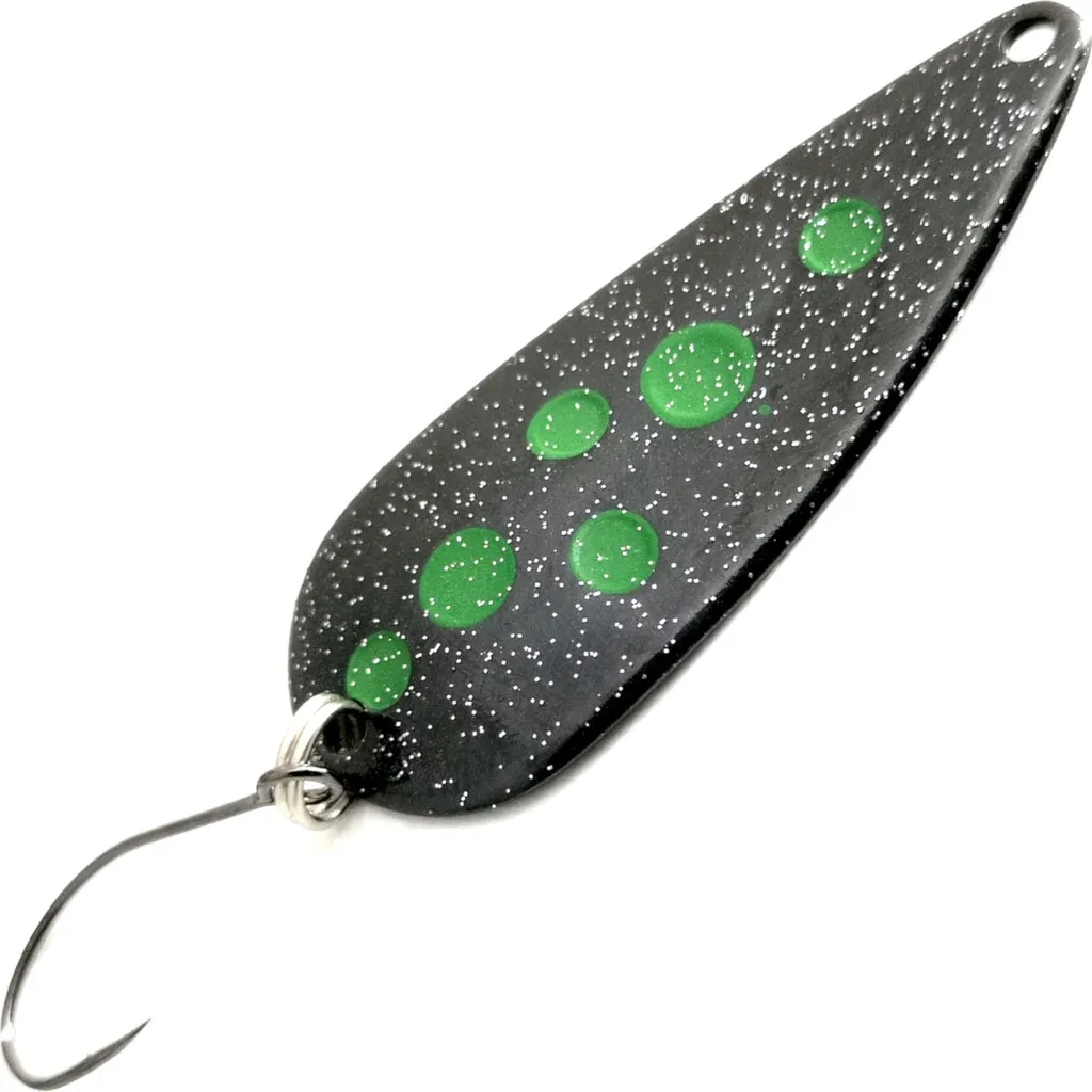 Troutwerk Spoon 4cm 5g Schwarz/Grüne Punkte
