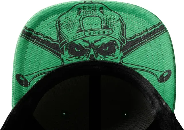 Madcat Skull Flatbill Cap Green Snapback One Size