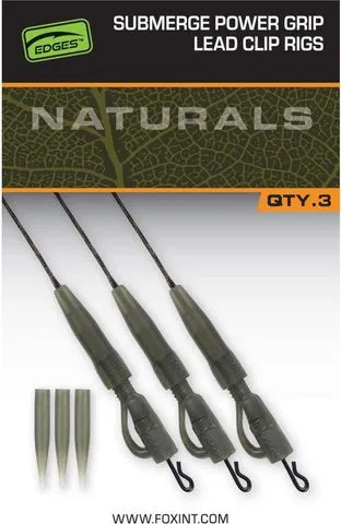 Fox Edges Naturals Submerge Power Grip Lead Clip Leaders 13.61kg 75cm