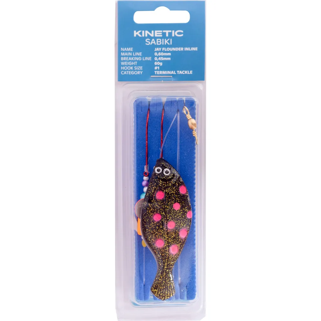 Kinetic Sabiki Jay Flounder Inline Vorfachmontage 120g 110cm #1 Black/Red Dots