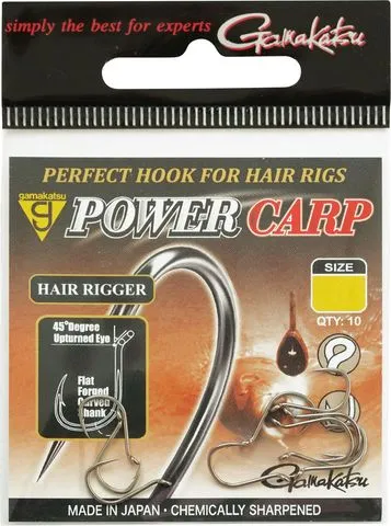 Gamakatsu Powercarp Hair Rigger Eyed Hook 8 10pcs NS Black