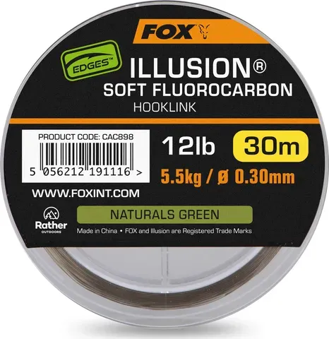 Fox Edges Illusion Soft Fluorocarbon Hooklink 0.30mm 5.5kg 30m Naturals Green