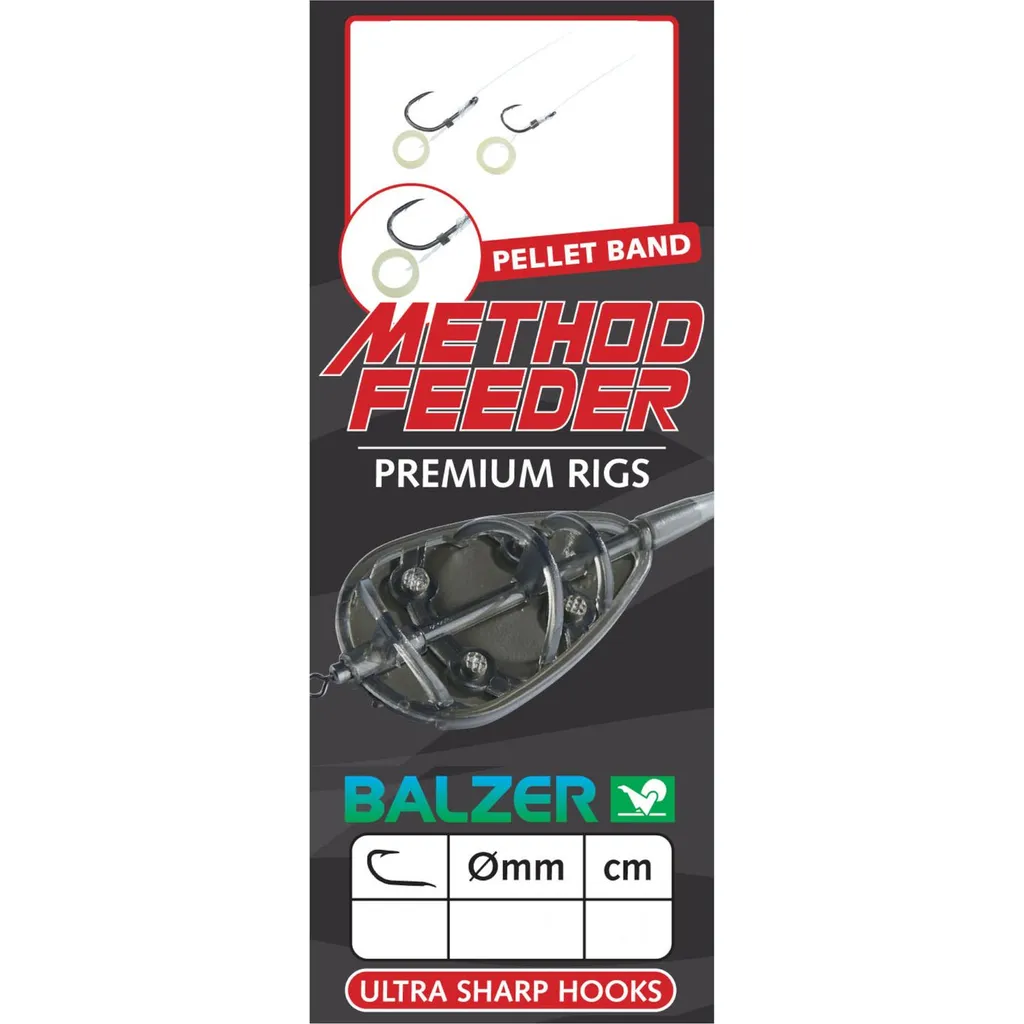 Balzer Premium Method Feeder Haken mit Pelletband Fertigmontage #14 10cm 0.22mm