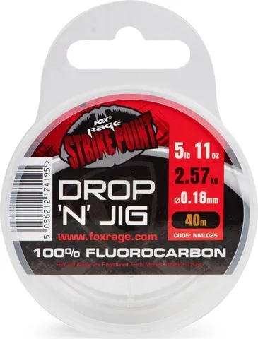 Fox Rage Strike Point Drop N Jig Fluorocarbon 0.3mm 13.84kg 40m