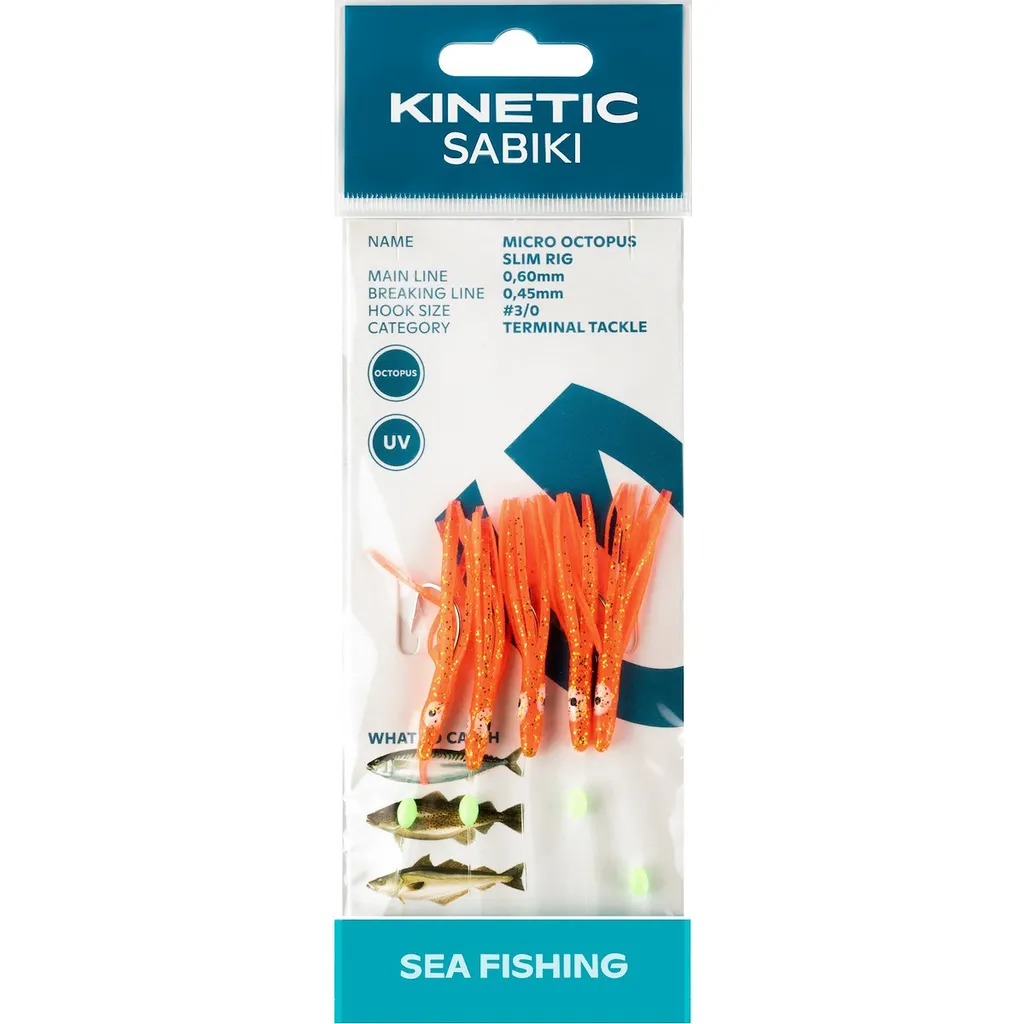 Kinetic Sabiki Micro Octopus Slim Fertigvorfach 220 130cm 0.6kg #3/0 Red UV