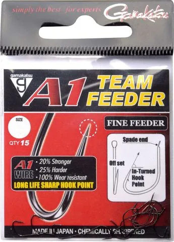 Gamakatsu A1 Team Feeder Haken Fine Feeder 15pcs Spade End