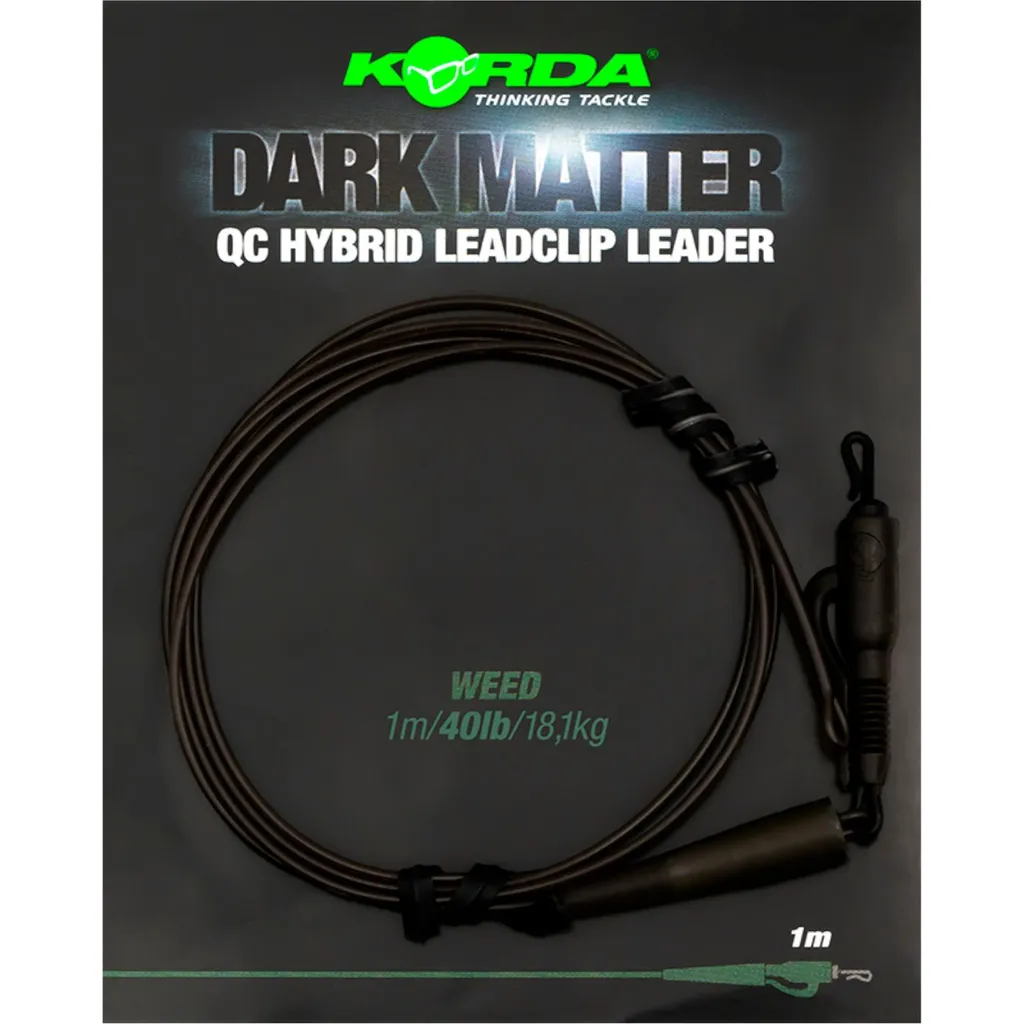 Korda Dark Matter Leader QC Hybrid Clip 100cm 18.1kg Weed