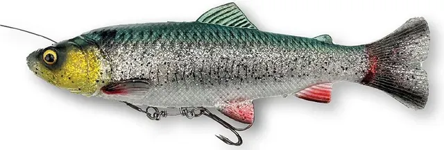Savage Gear 4D Line Thru Pulse Tail Trout Softbaits 20cm 102g Slow Sinking Green Silver