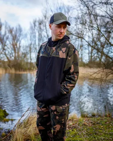 Fox LW Black Camo Split Zip Hoody L