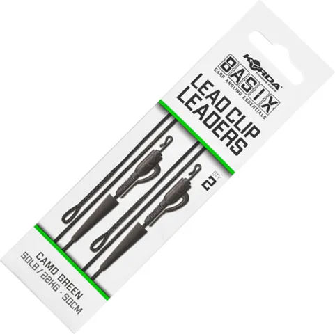 Korda Basix Lead Clip Leaders 50cm 22kg Camo Green