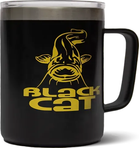 Black Cat Stainless Steel Thermal Mug 0.38l Clear Lid with Slide Opening