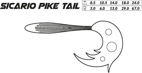 Mikado Sicario Pike Tail - 18cm, 29g, Orange Perch, 2pc