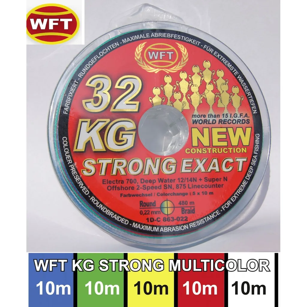 WFT KG Strong Exact Geflochtene Schnur 0.22mm 32kg Multicolor
