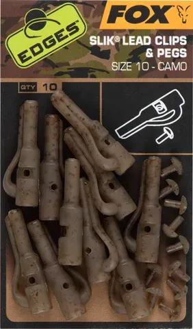 Fox Edges Slik Lead Clip + Pegs Size 10 10pcs Camo