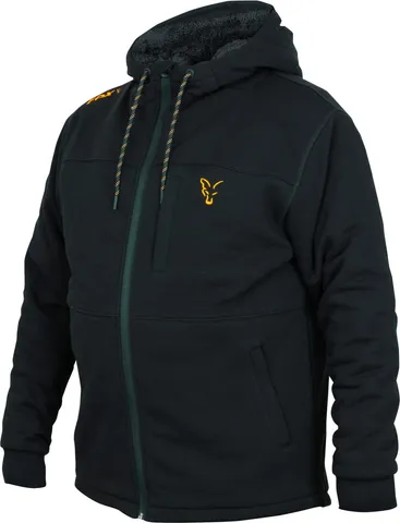 Fox Collection Black / Orange Sherpa Hoody Zipper 80% Cotton 20% Polyester