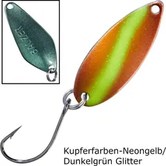 Balzer Spoons Pro Staff Series Catcher 2g Kupferfarben-Neongelb/Dunkelgrün Glitter