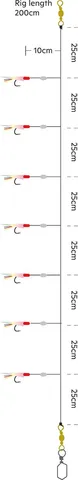 Kinetic Sabiki MaxCatch Ready-Made Rigs #6 200cm Holo Fishskin Multi