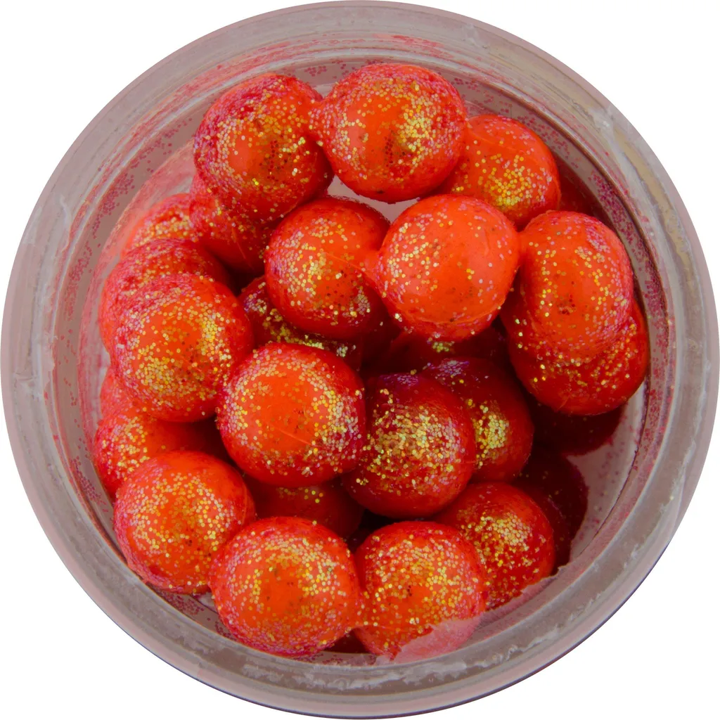 Berkley Sparkle Power Eggs Floating Magnum Softbaits 12pc 14g Fluorescent Orange with Scales