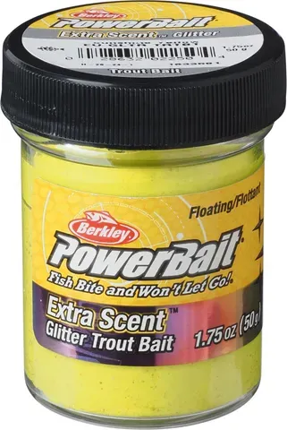 Berkley PowerBait Glitter Forellenpaste 50g Sonnenschein Gelb