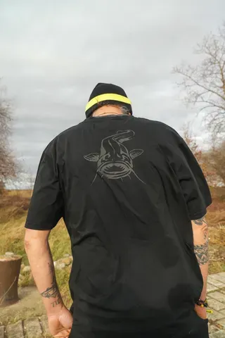 Black Cat Logo Black T-Shirt 100% Baumwolle 2XL