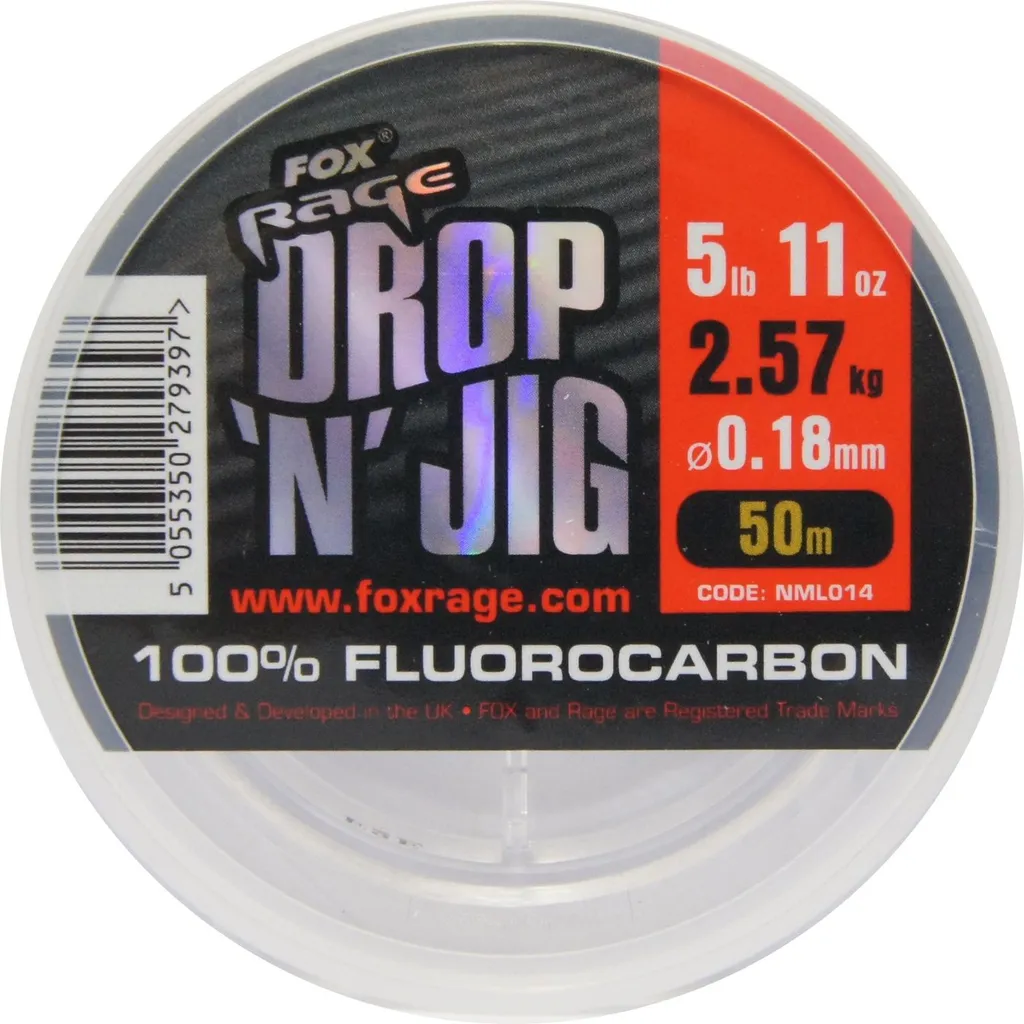 Fox Rage Fluocarbon Schnur Drop 'n' Jig 0.18mm 2.57kg 50m