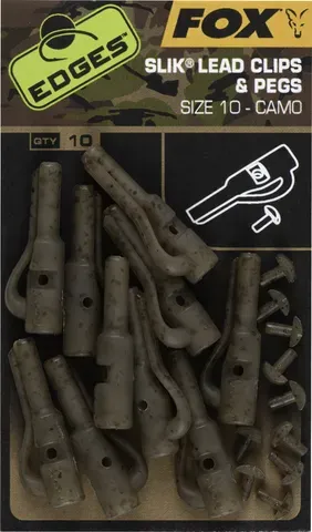 Fox Edges Slik Lead Clip + Pegs Size 10 10pcs Camo