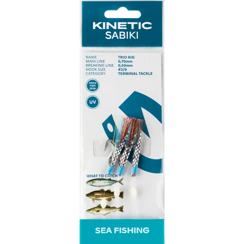 Kinetic Sabiki Trio Vorfachsysteme 222 115cm #2/0 Red Blue Flash