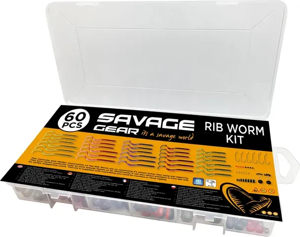 Savage Gear Rib Worm Kit 60pc Worm