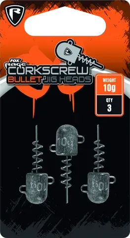 Fox Rage Corkscrew Bullet Jig Heads 15g 3pcs