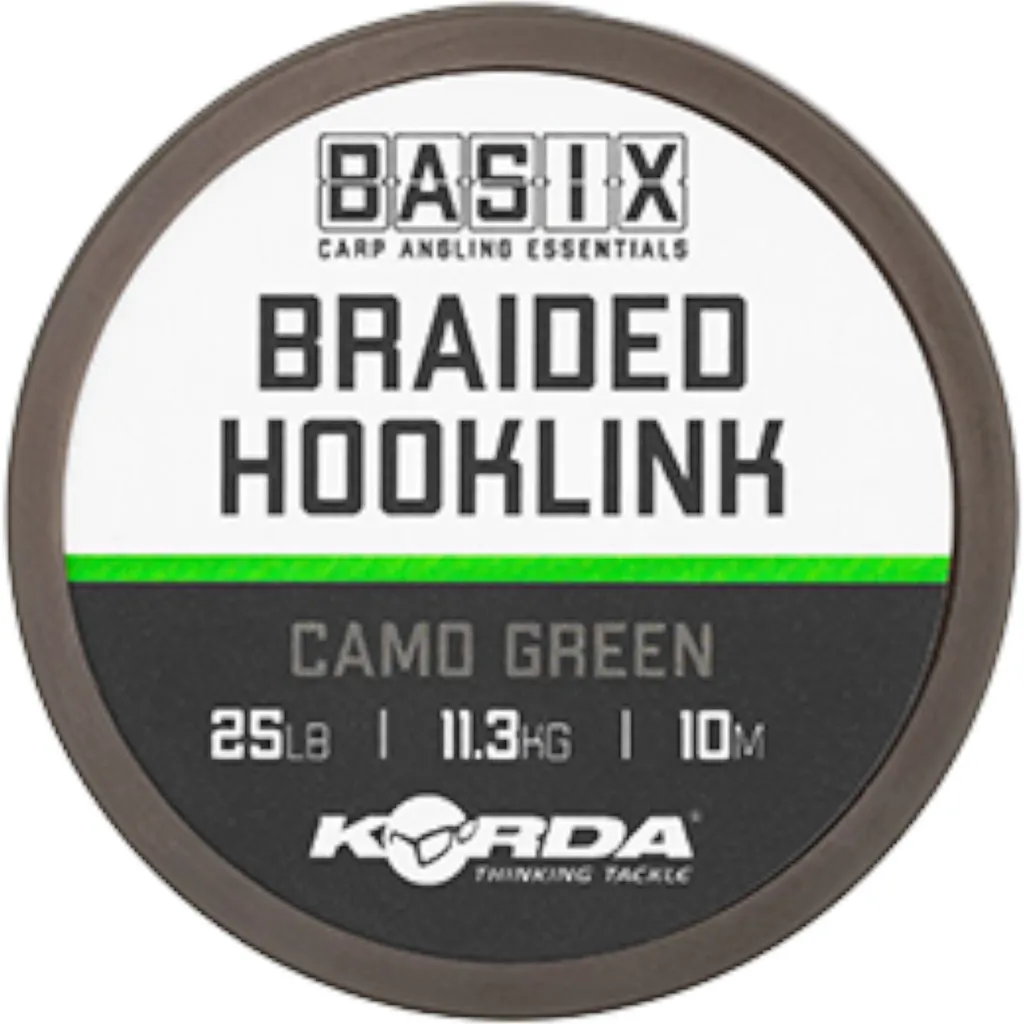 Korda Basix Braided Hooklink Camo Green 11.3kg