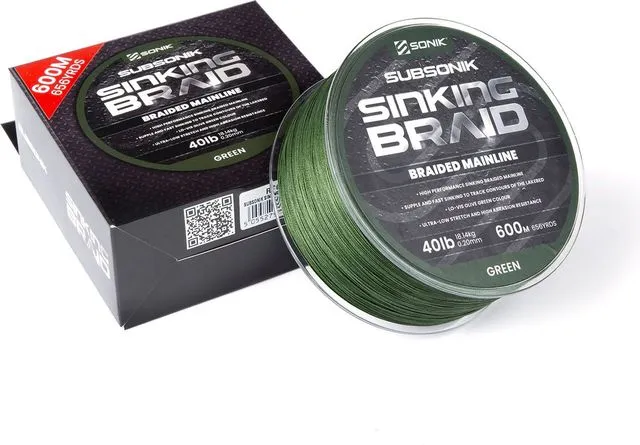 Sonik Subsonik Sinking Braid Braided Line 0.2mm 18.1kg 600m Olive Green