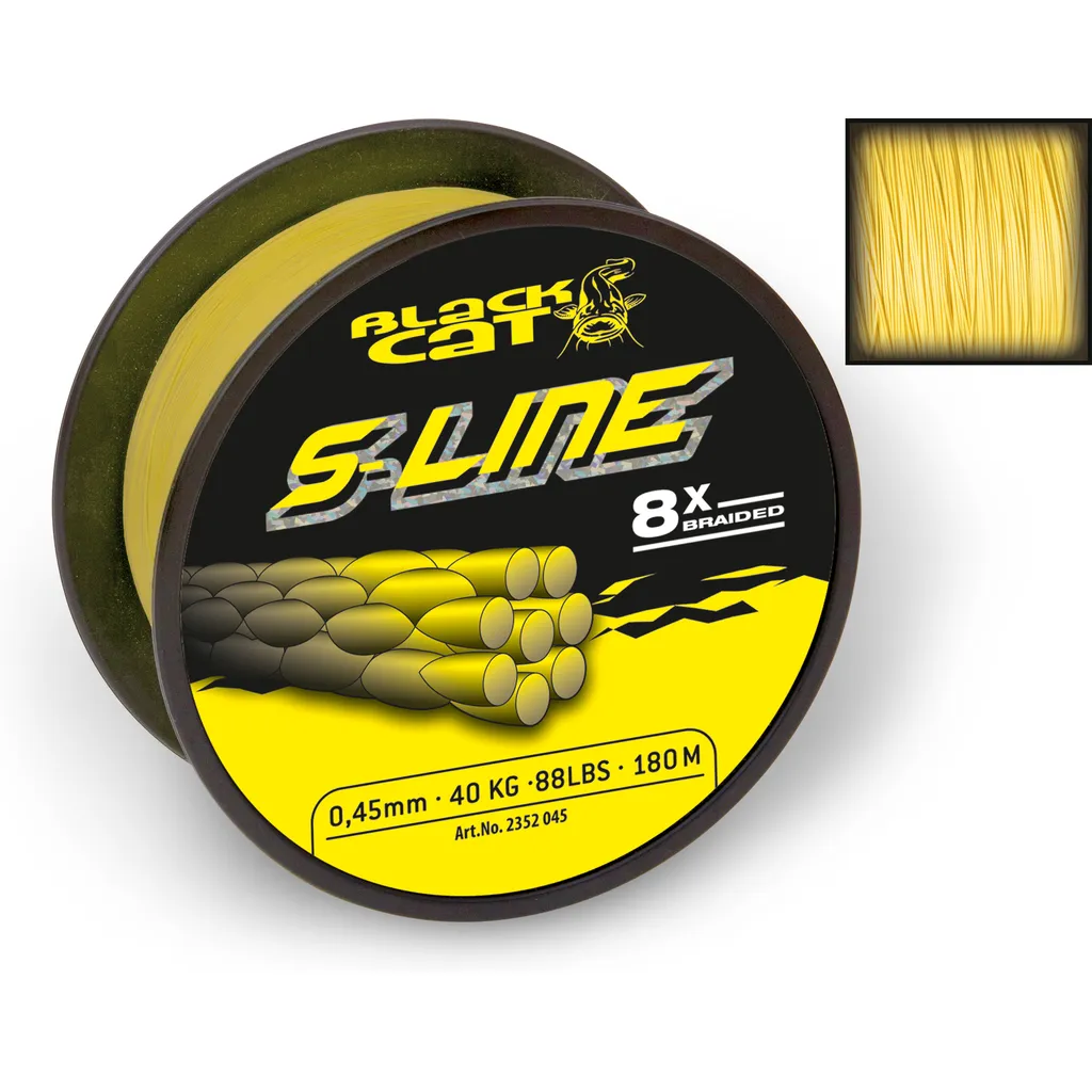 Black Cat S-Line Geflochtene Schnur 0,42mm 45kg 250m Gelb