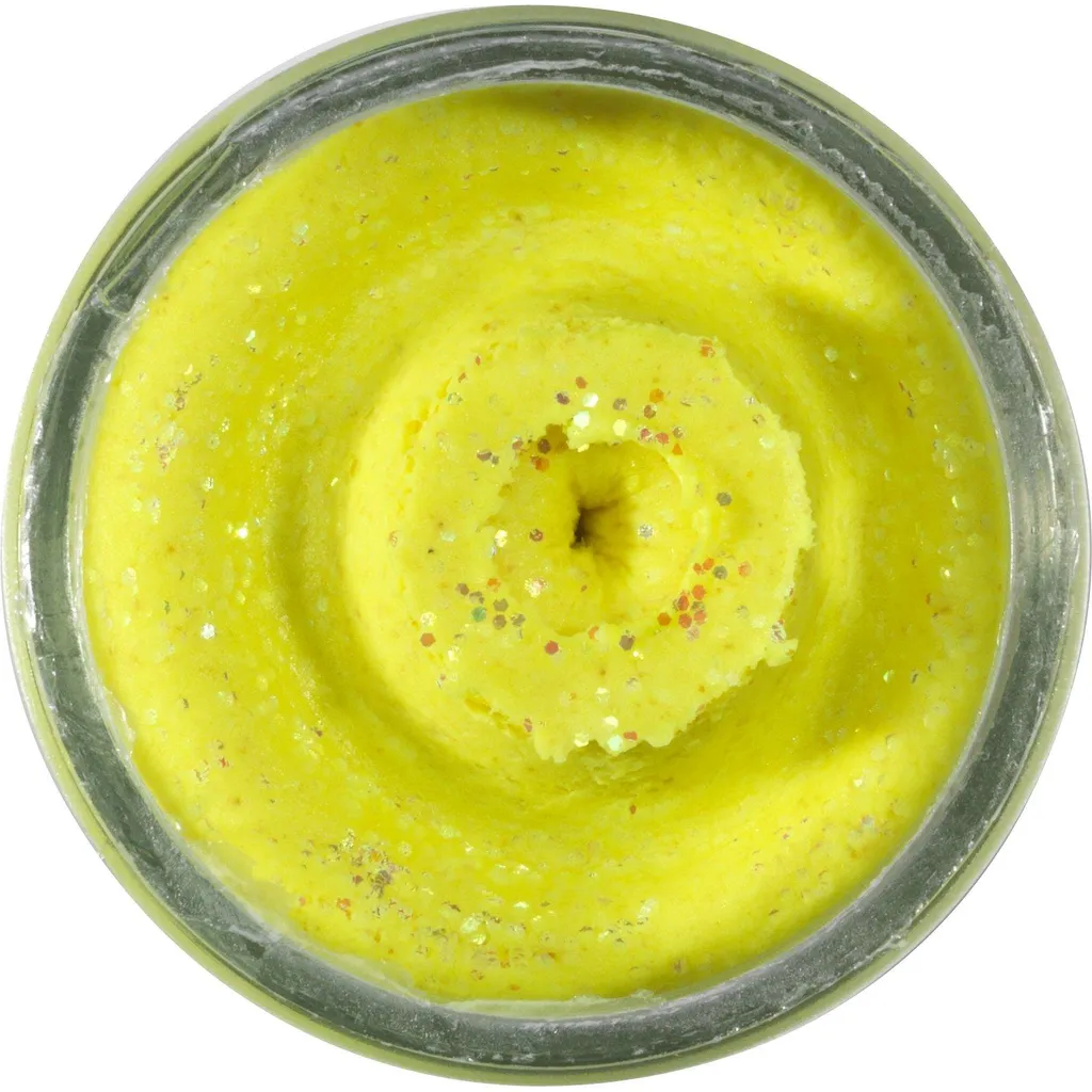 Berkley PowerBait Natural Glitter Forellenteig Sunshine Yellow Glitter / Leber