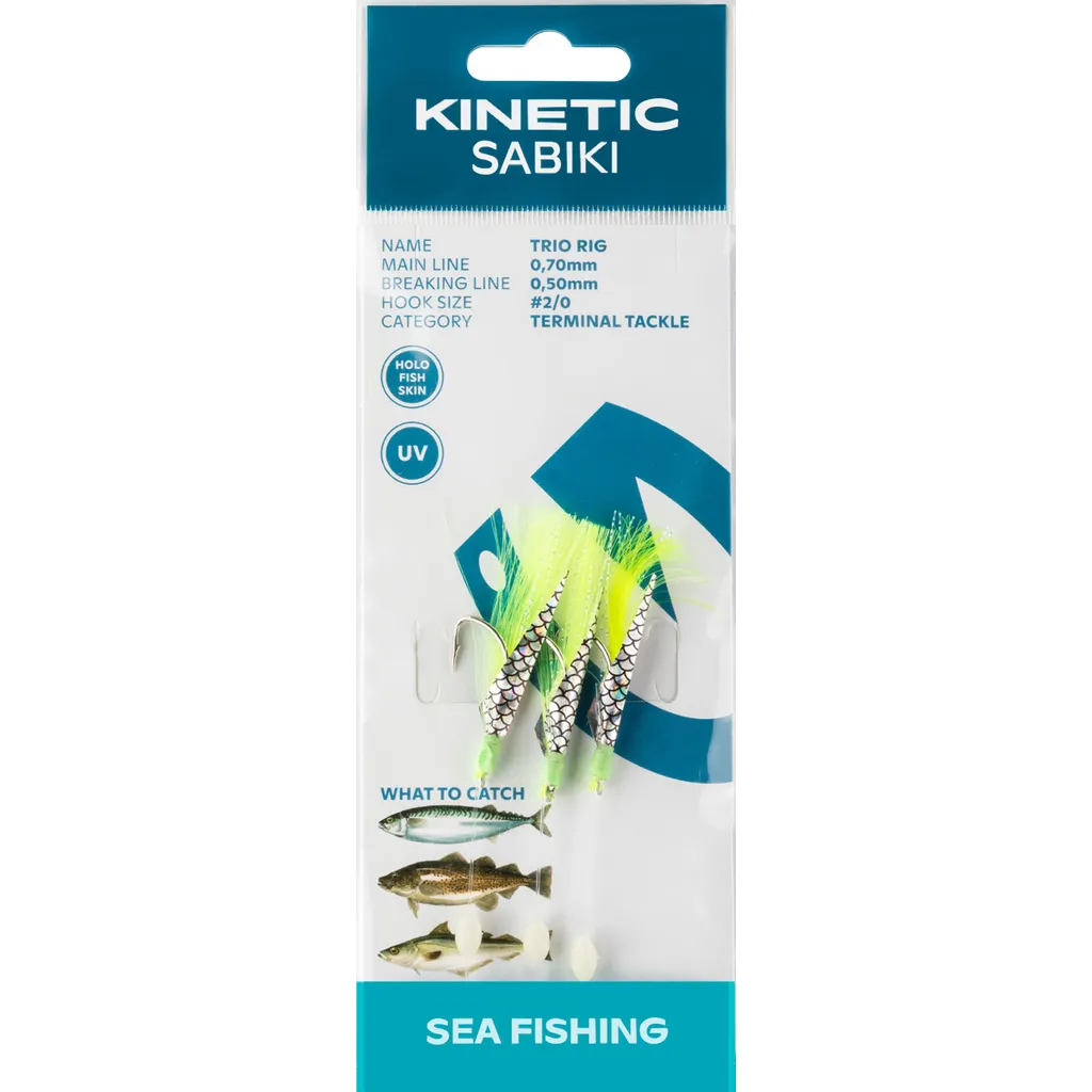 Kinetic Sabiki Trio Vorfachsysteme 127 115cm #2/0 Chartreuse Flash