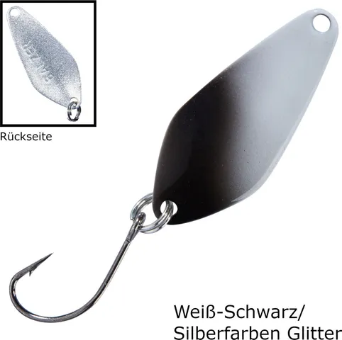 Balzer Spoon Searcher 2.1g Weiß-Schwarz/Silberfarben Glitter