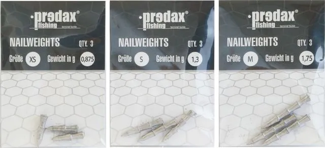 Predax Nail Weight Sinkers & Weights 9pc 0.875-1.75g
