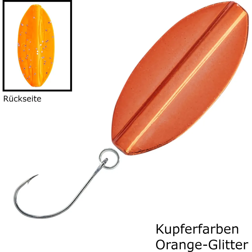 Balzer Metallica Inliner Spoon 3,5cm 3.5g Kupferfarben-Orange-Glitter