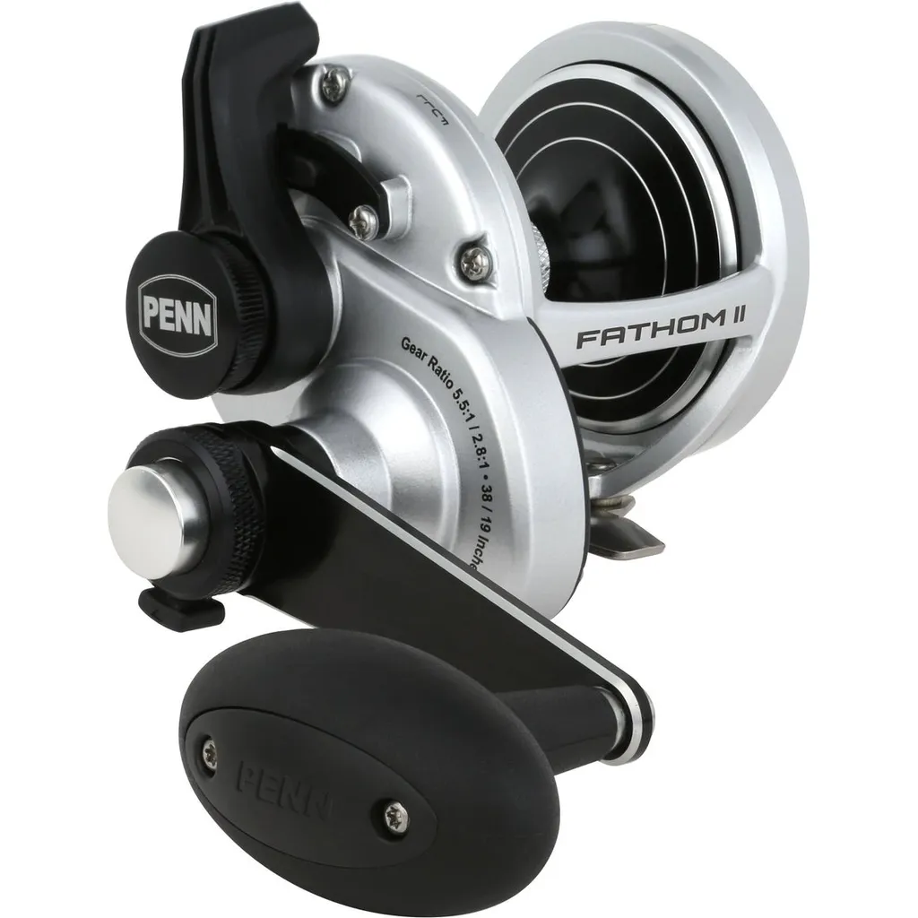 Penn Fathom II 30 LD 2 Speed LH Bent T Handle Meeresrolle FTHII30LD2LH 5.5:1 / 2.8:1 Links