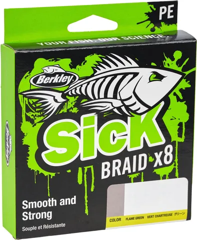 Berkley Sick Braid Braided Fishing Line 0.29mm 26.4kg 300m Flame Green