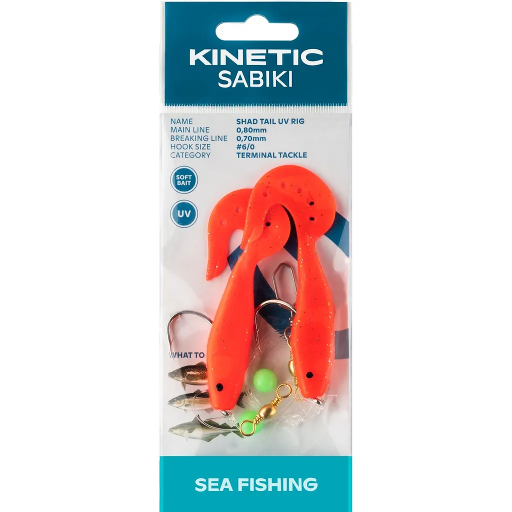 Kinetic Sabiki Shad Tail UV Vorfachmontagen #6/0 130cm Red Glitter