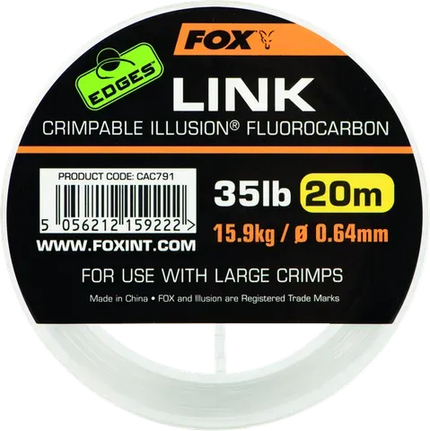 Fox Edges Link Crimpable Illusion Fluorocarbon 0.64mm 15.9kg 20m Transparent