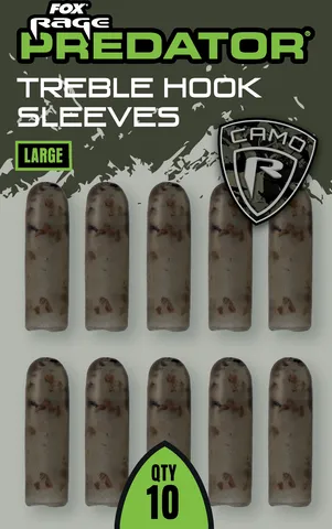 Fox Rage Predator Camo Treble Hook Sleeves 10pcs Medium