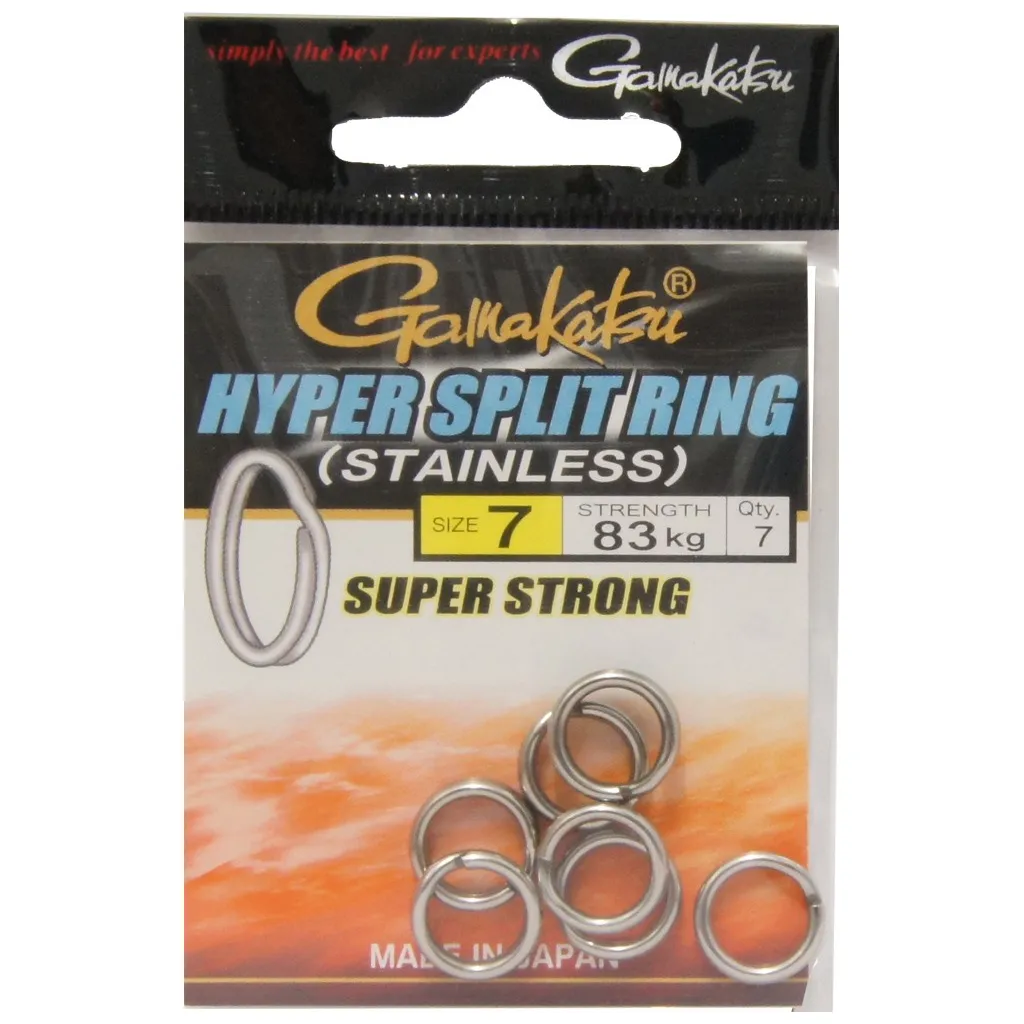 Gamakatsu Hyper Split Ring Black Nickel Sprengringe #7 8.1mm 83kg