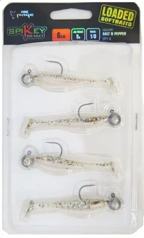 Fox Rage Spikey Shads Loaded 6cm 5g 1/0 Salt N Pepper