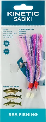 Kinetic Sabiki Flasher UV Fertigmontagen #7/0 130cm Purple Pink Silver