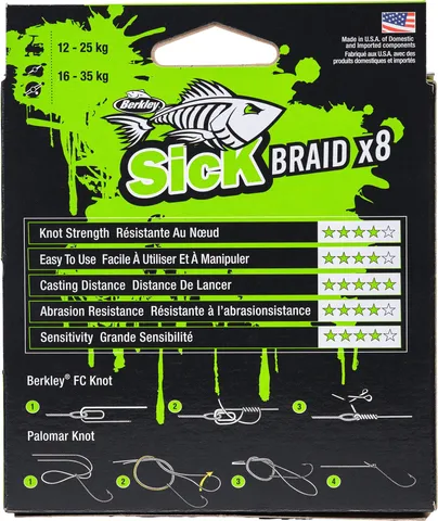 Berkley Sick Braid 0.14mm 16.5kg 150m Flame Green