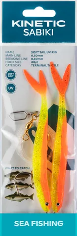 Kinetic Sabiki Soft Tail UV Fertigmontagen 255 130cm #8/0 Yellow Orange Fire Tail