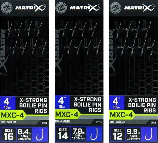 Matrix MXC-4 Ready-Made Rigs Size 12 10cm PTFE Coated Barbless Boilie Pin