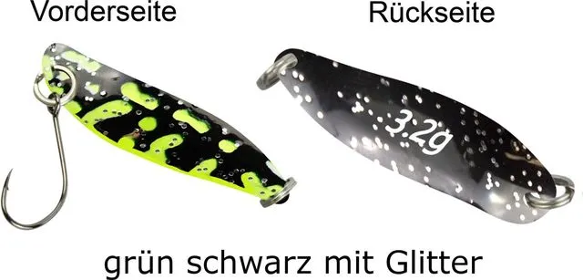 FTM Spoon Hammer Spoon 3.2g Tumbling Green/Black With Glitter